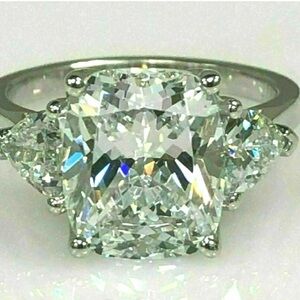 Engagement Ring 14k White
Gold 3.30Ct White Cushion Cut
Diamond Simulated Size 5